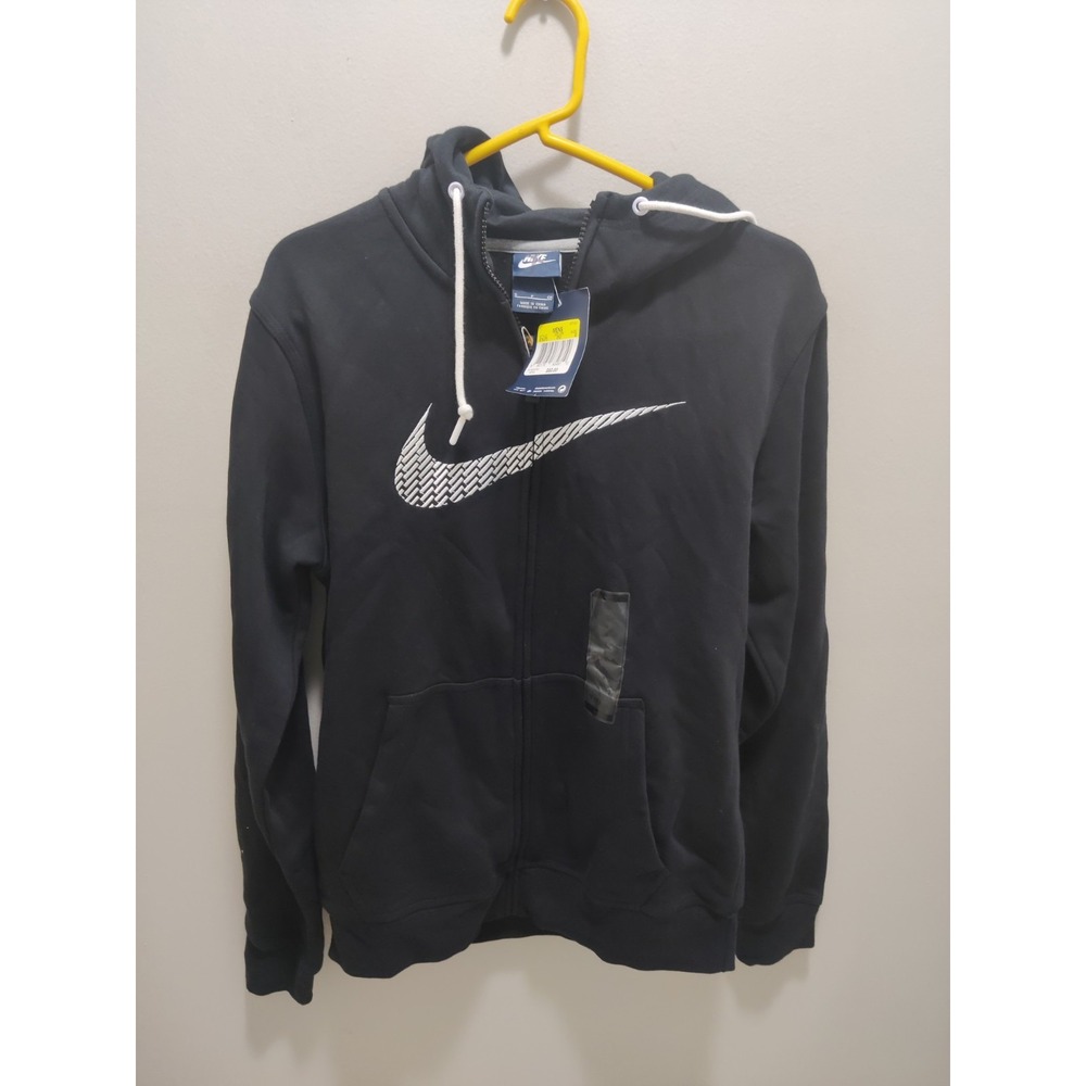 Nike Men's Embroidered Swoosh Hoodie Size Small Full Zip 679370-010 Brand New